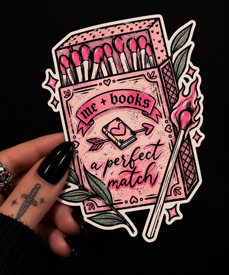 Booked & Burning Sticker
